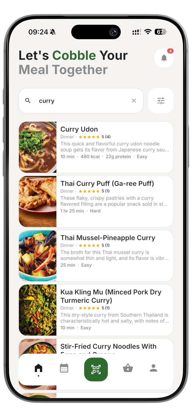 Recipe ideas screen